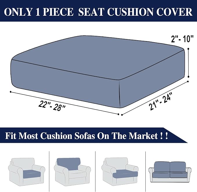 LA MEACK Couch Cushion Cover Seat Cushion Cover Stretch Armchair Cover Separate - Image 6