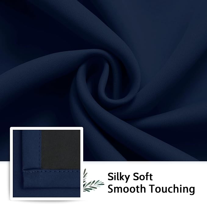 SimpleHome Navy Blue 100% Blackout Curtains Room Darkening Living Room 72 | - Image 7