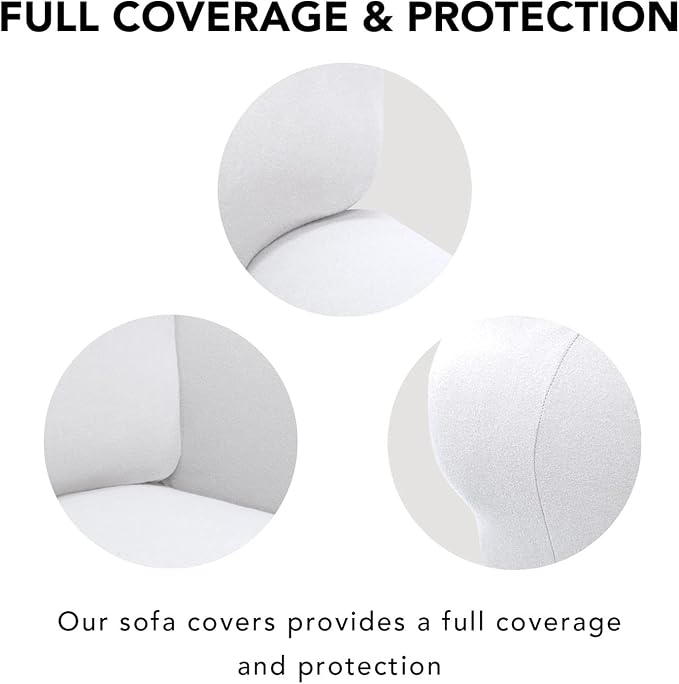 PureFit Stretch Couch Covers for Sofa 4 Seater Slipcovers White | 1-Piece Sofa - Image 3