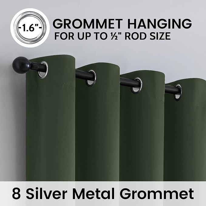 SimpleHome Greyish Green 100% Blackout Curtains Room Darken Living Room 84L | - Image 6