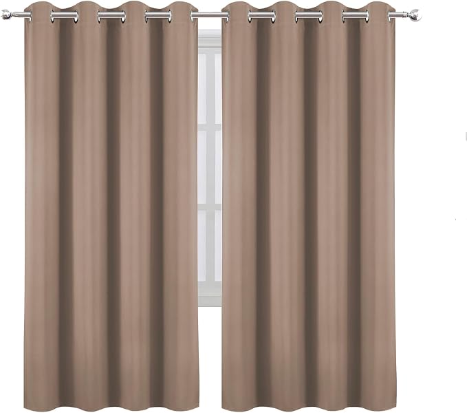 Blackout Curtains 66 x 72 Inch Long Cappuccino Curtains Set of 2 Panels Room - Image 2