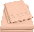 Sweet Home Collection Full Size Sheet Set with Built-in Sheet Straps - Deep Pocket Fitted Sheet, Flat Sheet & Pillowcases - Soft, Wrinkle-Free, Secure Fit - Peach