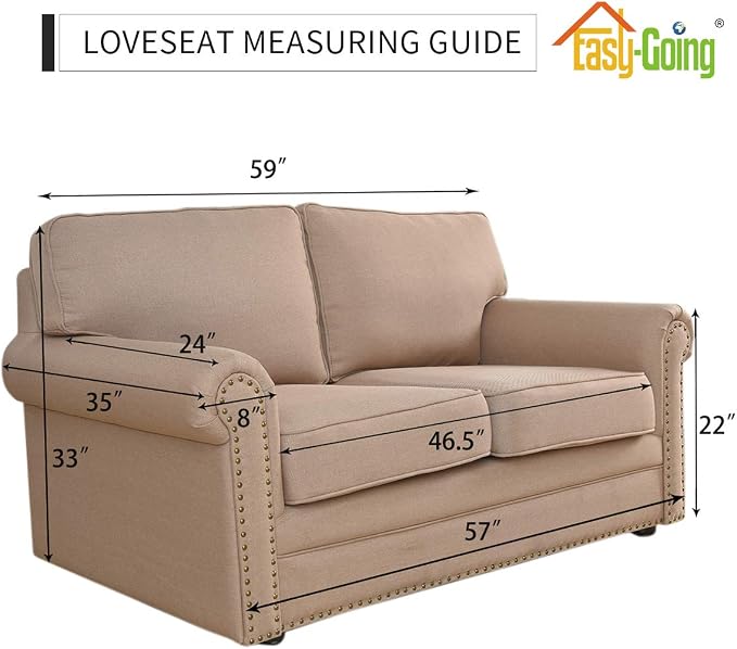 Easy-Going Stretch Loveseat Couch Covers Washable Silver Gray | 1-Piece - Image 7