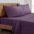 Mejoroom Striped Queen Size Sheet Set - Hotel Luxury 1800 Bedding Sheets & Pillowcases - Deep Pocket Fitted Sheet, Soft, Breathable, Wrinkle & Fade Resistant - 4 Piece (02-Purple)