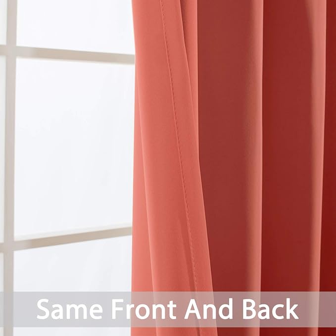 Yakamok Room Darkening Curtains 52x72 inch Length Coral Orange-Living Room | 2 - Image 5