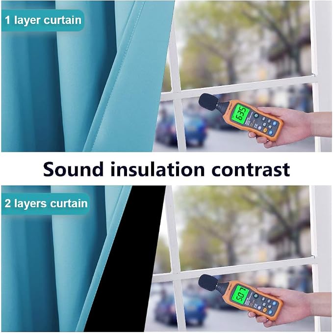 NICETOWN Insulated 100% Blackout Curtains, Noise Reducing Performance Drapes - Image 3