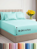 Extra Deep Queen Sheet Set - 6 Piece Breathable & Cooling Sheets - Hotel Luxury Bed Sheets Set - Easy & Secure Fit - Soft, Wrinkle Free & Comfy Sheets Set - Spa Blue Sheet Set with Extra Deep Pockets