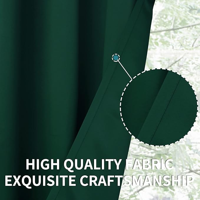 BGment Green Blackout Curtains 63 Inch Length 2 Panels Set, Grommet Thermal Insulated Room Darkening Curtains for Bedroom, Each 46 x 63 Inch