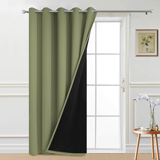 Yakamok Sage 100% Blackout Patio Door Curtain Panels W70 x L84, 1 Panel | Noise by Yakamok