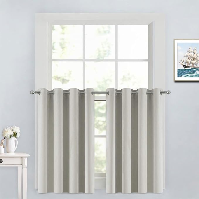 Yakamok Light Beige Room Darkening Window Curtains 52x36 Inch by Yakamok
