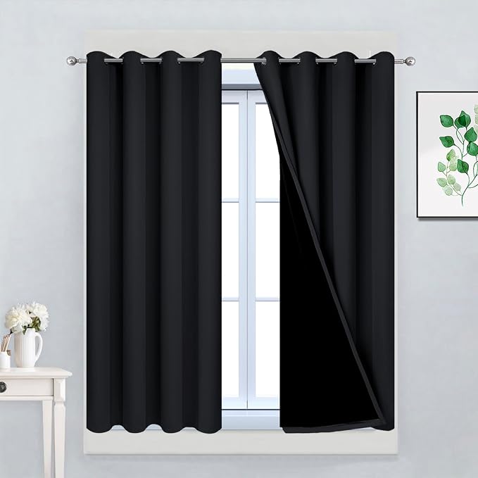 Yakamok Black 100% Blackout Curtains 45 Inches Long by Yakamok