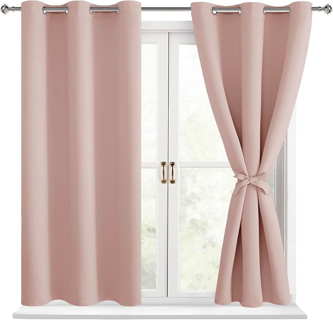Short Blackout Curtains for Bedroom, 42 x 45 Inch, 2 Panels | Thermal Insulated by Hiasan