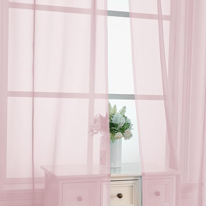Blush Pink Sheer Curtains 63 Inches Long 2 Panels - Image 5