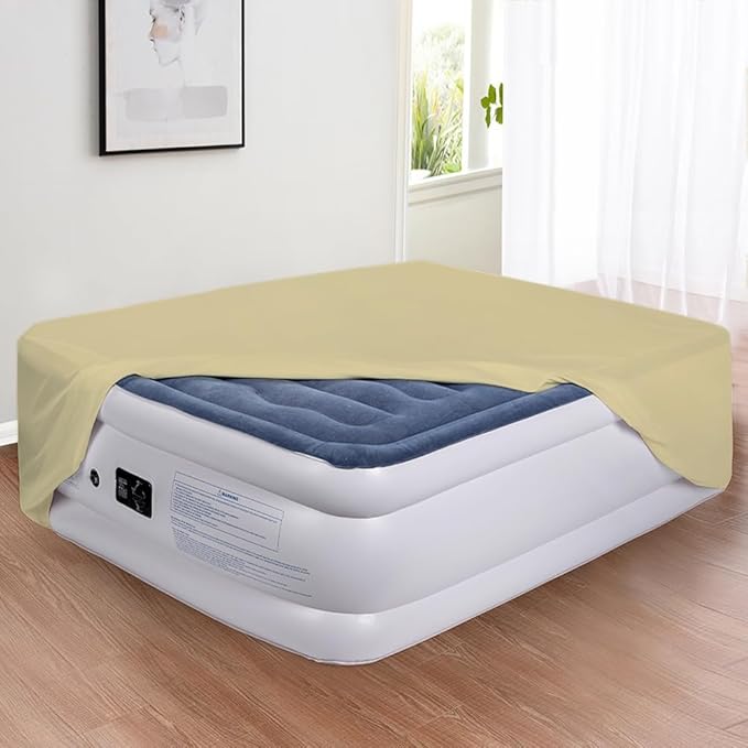 Bedecor Air Bed Sheets for Mattress Cover Removable Bed and Elastic Band Super Soft and Breathable & Deep up to 21" Beige Twin XL