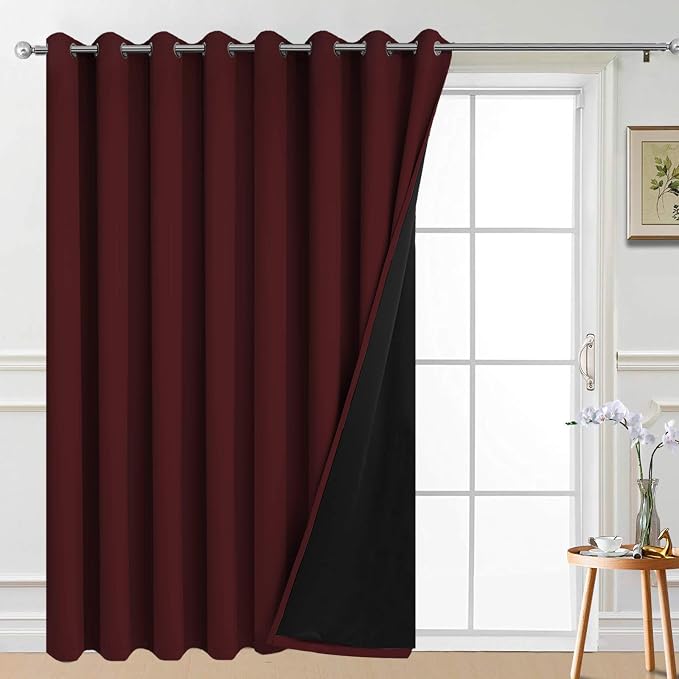 Yakamok Burgundy Red Blackout Patio Door Curtain Panels W100 x L96, 1 Panel | by Yakamok