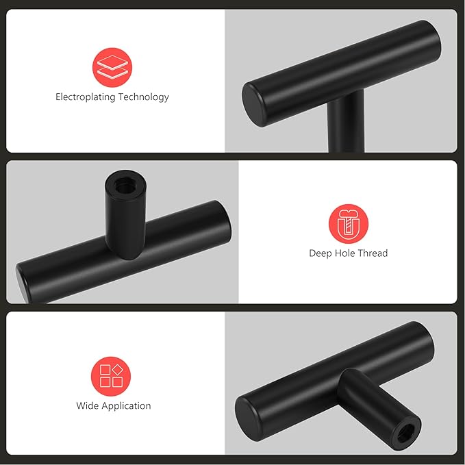 homdiy Black Cabinet Handles 20Pack Single Hole Kitchen Drawer Pulls and Knobs Stainless Steel Cabinet Hardware for Bathroom, Cupboard