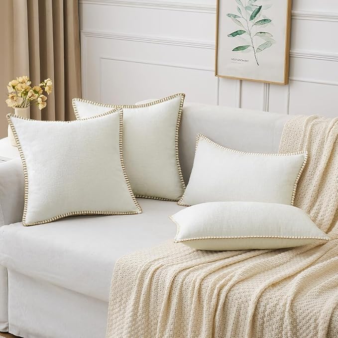 MIULEE Decorative Couch Throw Pillow Covers 18x18 Inch Pure White 2 Pack | - Image 5