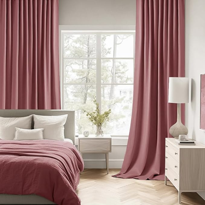 MIULEE Dusty Rose Back Tab Blackout Curtains 52x108 Inch Long 2 Panels Set | - Image 2