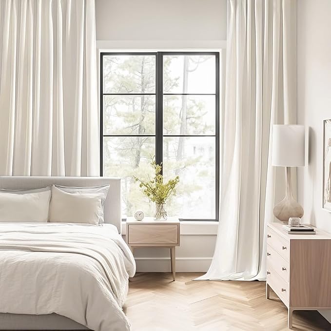 MIULEE Ivory Back Tab Blackout Curtains 52x108 Inch Long 2 Panels Set | Rod - Image 2