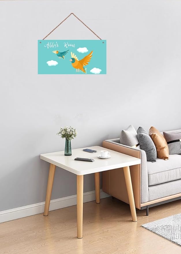 Personalized Signs Birds Sign Kids Door Sign Little Man Cave Wall Art Decor Custom Name Pigeon Art Sign for Kids Room Floral Nursery Art Plate For Boys Room Girls Bedroom