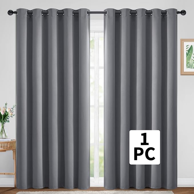 Yakamok Grey Room Darkening Curtains 84 inch Gray Sliding Door Drapes | 1 - Image 2