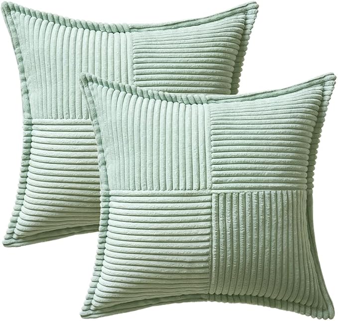MIULEE Mint Green Corduroy Pillow Covers 20x20 Inch - Image 6