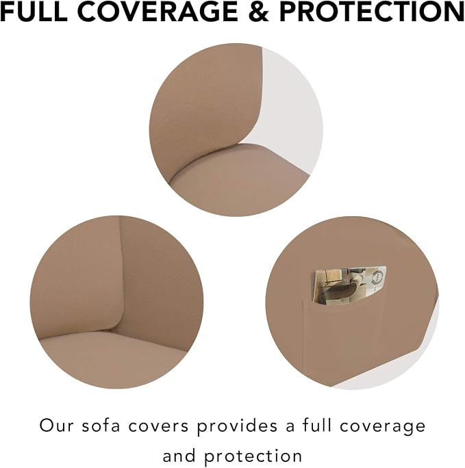 PureFit Stretch Couch Covers for Sofa Large Sofa Slipcovers Camel | 1-Piece - Image 3