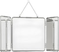 30 * 60cm Modern Tri-Fold Glass Mirror with Chain, Foldable Vanity Makeup Mirrors, Home Wall-Mounted Bathroom Mirror with Metal Frame for to See Back of Head