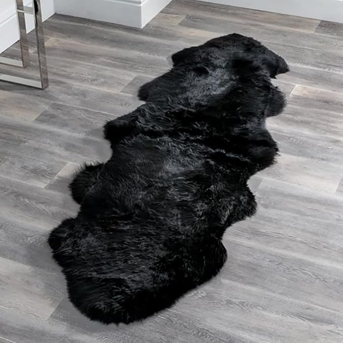 HUAHOO Premium Genuine Sheepskin Rug Black Real Australia Sheepskin Natural - Image 7