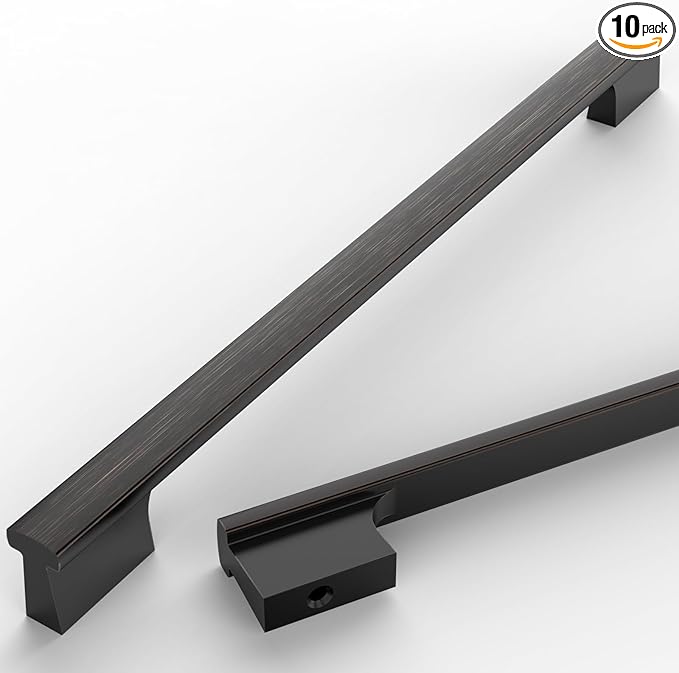 Asidrama 10 Pack 10 Inch(254mm) Oil Rubbed Bronze Kitchen Cabinet Handles, Cabinet Pulls Kitchen Cabinet Hardware for Cupboard Drawer Pulls