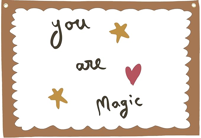 Baby Kids Growth Affirmation Stuff Nursery Above Crib Bedroom Playroom Reading Room Wall Decor Hanging Rectangular Banner Flag Sign Wall Art Baby Shower Baptism Birthday Christmas Gift You are Magic