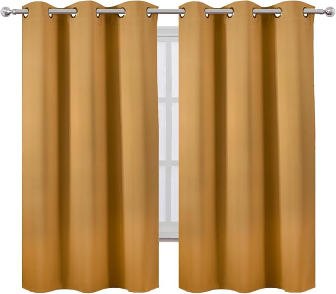 Blackout Curtains 42 x 63 inch/Mustard YellowCurtains Set of 2 Panels/Thermal - Image 2