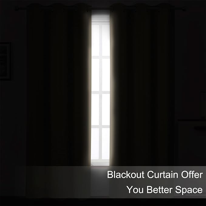 Blackout Curtains 42 x 63 inch/Khaki Curtains Set of 2 Panels/Thermal Insulated - Image 3