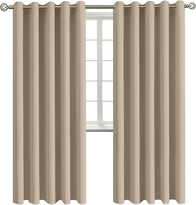 BGment Blackout Curtains - Grommet Thermal Insulated Room Darkening Bedroom and Living Room Curtains, Set of 2 Panels (70 x 84 Inch, Sand)
