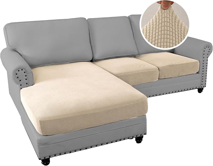 H.VERSAILTEX Sectional Couch Covers 3 Pieces Sofa Seat Cushion Covers L Shape - Image 2