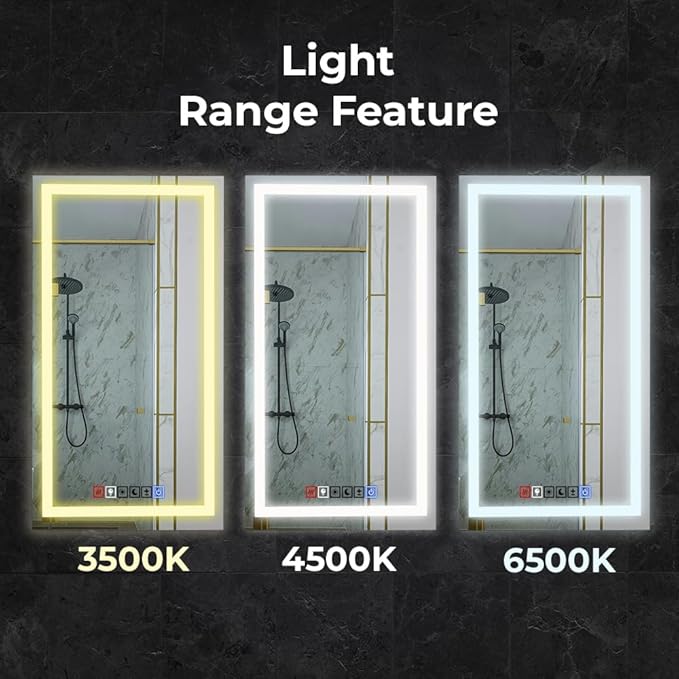 Fab Glass and Mirror Anti-Fog Dimmable Backlit and Front lit LED Bathroom Wall Mirror with Memory Function Rectangular Frameless LED Mirror 30L X 20W Clear