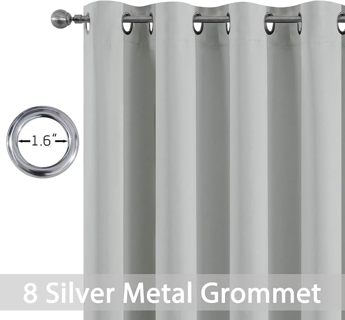 Yakamok Room Darkening Curtains 52x90 inch Length Light Grey-Living Room | 2 - Image 3