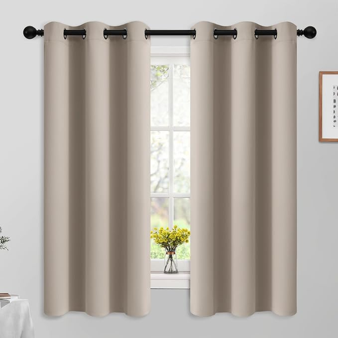 Yakamok Room Darkening Curtains 42x63 inch Length Natural-Living Room | 2 panels by Yakamok