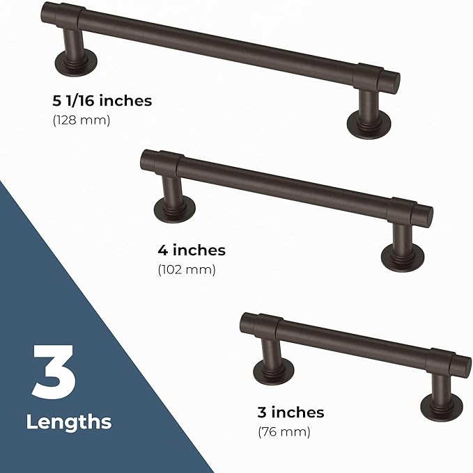 Franklin Brass - Francisco Deep Bronze Cabinet Handles 4 Inch (4") Hole Center Pulls | Easy Install, Durable Hardware for Kitchen Cabinet Door, Drawers, Dresser Pull, Furniture (5 Pack)