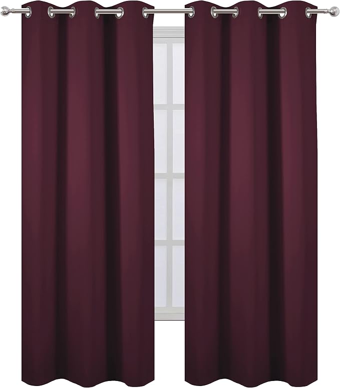 Burgundy Red Thermal Blackout Curtains/42 x 95 Inch/Set of 2 Panels Room - Image 2