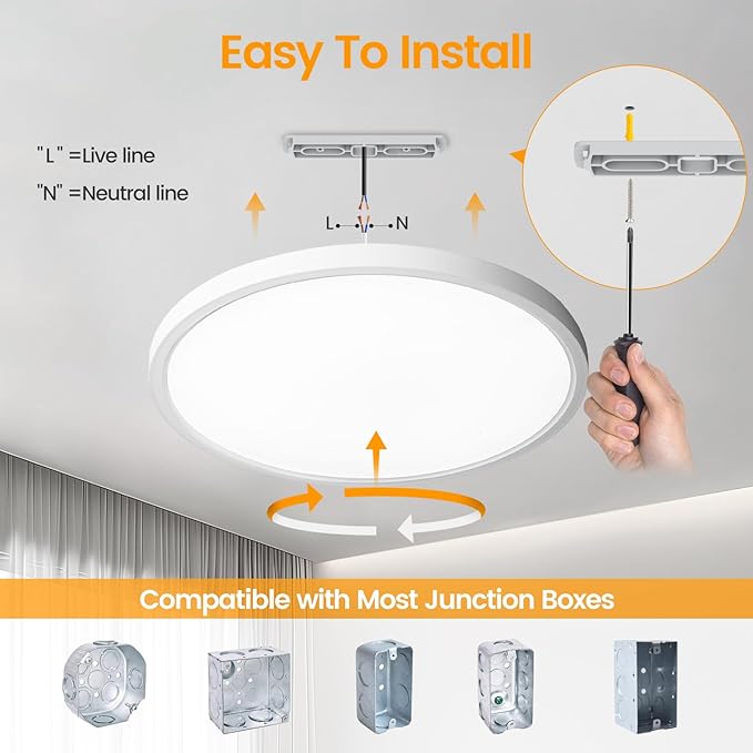 TALOYA Flush Mount Ceiling Light,4 Pack,12 Inch,20W, 5000K Daylight Super Slim LED Ceiling Light for Bedroom, Living Room, Kitchen, Laundry and Hallway