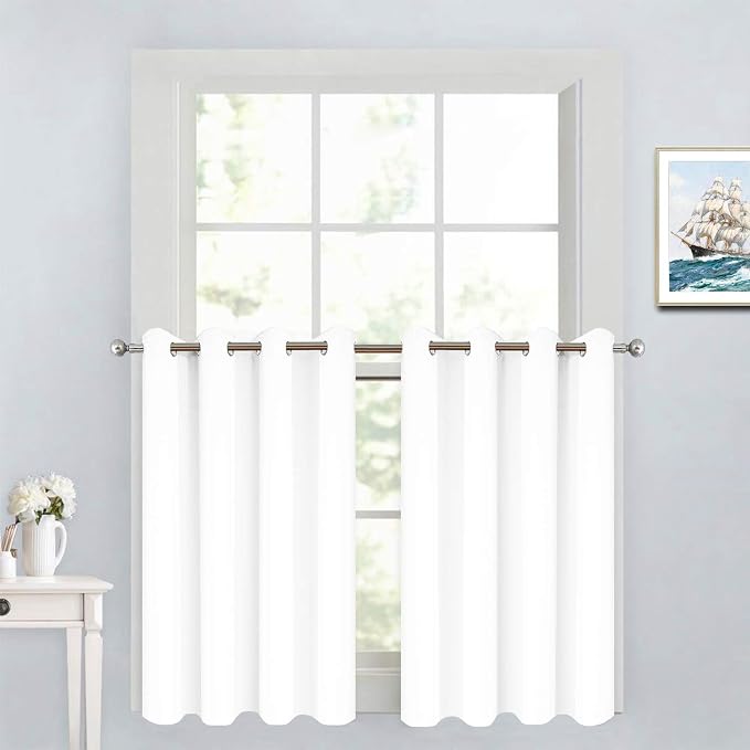 Yakamok Pure White Room Darkening Window Curtains 52x36 Inch by Yakamok