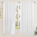 Extra Wide 100% White Blackout Linen Curtains 63 Inch by LAMIT