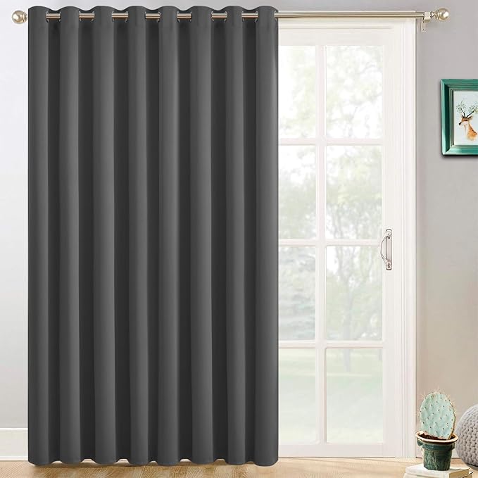 Yakamok Charcoal Grey Room Darkening Curtains 84 inch Sliding Door Drapes | 1 by Yakamok