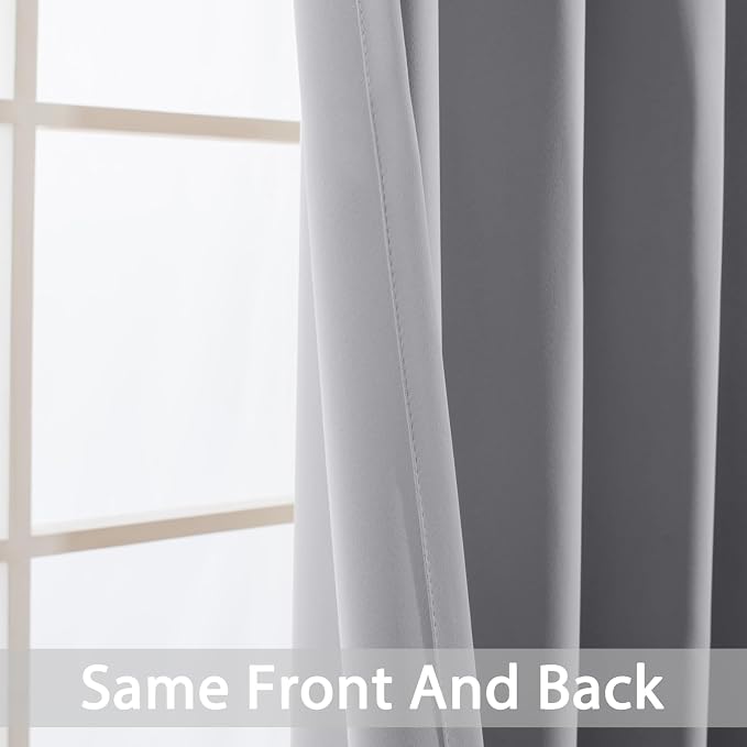 Yakamok Light Grey Room Darkening Curtains 84 inch Sliding Door Drapes | 1 - Image 4