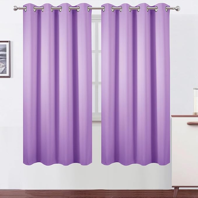 Blackout Curtains 66 x 72 Inch Long Lavender Curtains Set of 2 Panels Room by Lemomo