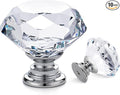 Ravinte 10 Pack Crystal Drawer Knobs - Glass Cabinet Knobs, Diamond Shaped, 30 mm with Silver Base
