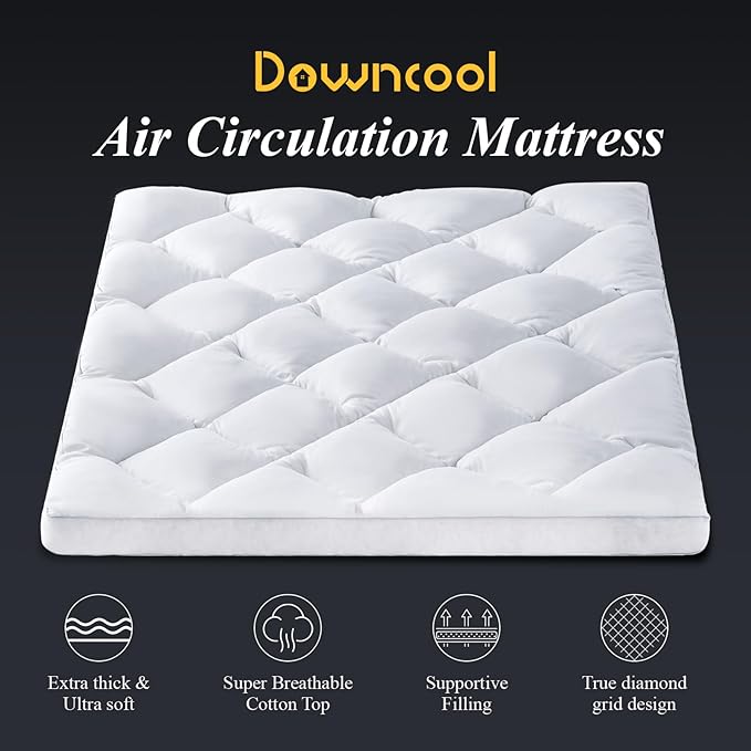 DOWNCOOL 3 Inch Twin Mattress Topper, Ultra Thick and Fluffy Supportive Memory Foam Mattress Topper for Body Pain, Mattress Pad with Breathable Mesh Design for Deep Sleep,75x39x3 Inches
