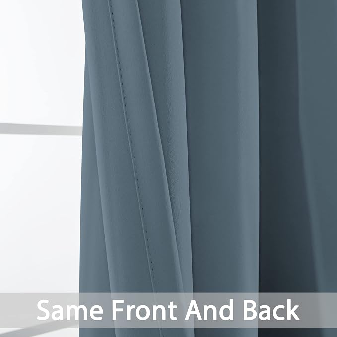 Yakamok Room Darkening Curtains 62x63 inch Length Stone Blue-Living Room | 2 - Image 6