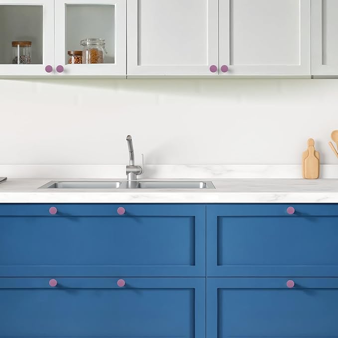 Ravinte 1 Pack Cabinet Knobs Purple Kitchen Cabinet Knobs Round Dresser Drawer Pulls Closet Door Pulls 1-1/5 Inch